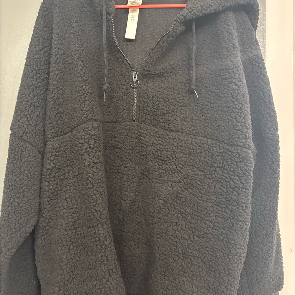 VS Pink Cozy Black Sherpa Hoodie
